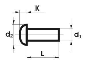UN NIT ALUMINIOWY PEŁNY Z ŁBEM KULISTYM 6.0*10 MM