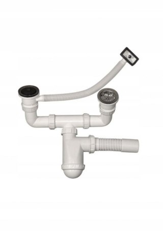 3M SYFON ZLEWOZMYWAKOWY 2 KOMOROWY - Z PRZELEWEM ELASTYCZNYM.