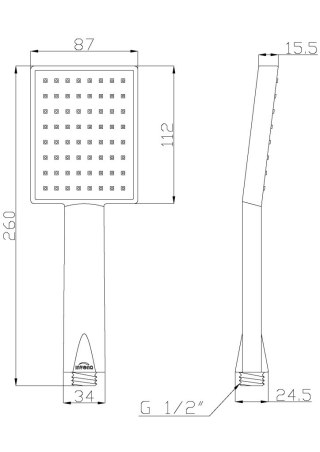 INVENA SŁUCHAWKA NATRYSKOWA PATRAS 1-FUNKCYJNA CHROM