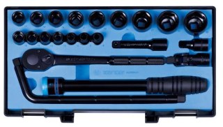 KING TONY KOMPLET NASADEK 1/2'' Z GRZECHOTKĄ I AKCESORIAMI 22 CZ.