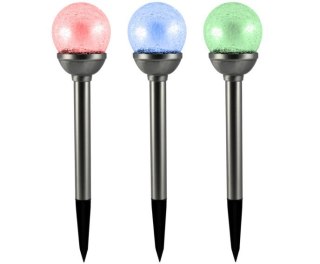 POLUX LAMPA SOLARNA LED KULA RGB 8CM SZKLANA SATYNA