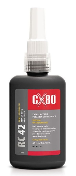 CX-80 KLEJ RC42 ANAEROBOWY 10ML NIEBIESKI,ŚREDNIOWYTRZY, ZAB.GWINT