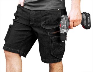 NEO KRÓTKIE SPODENKI ROBOCZE DENIM, CZARNE XL